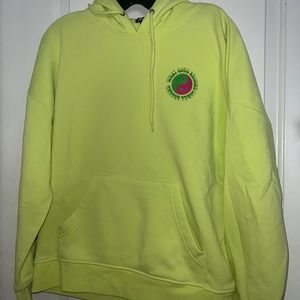 A-Lab Zumiez S Neon Yellow Graphic Mushroom Psychedelic Hoodie Sweatshirt